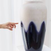 XL Vintage Floor Vase Bay Keramik 624-45, Ceramic, White & Navy Two-Tone Glaze, 1960s