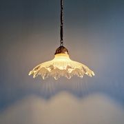 Art Deco pendant light in fluted transparent glass, 1920s-30s.