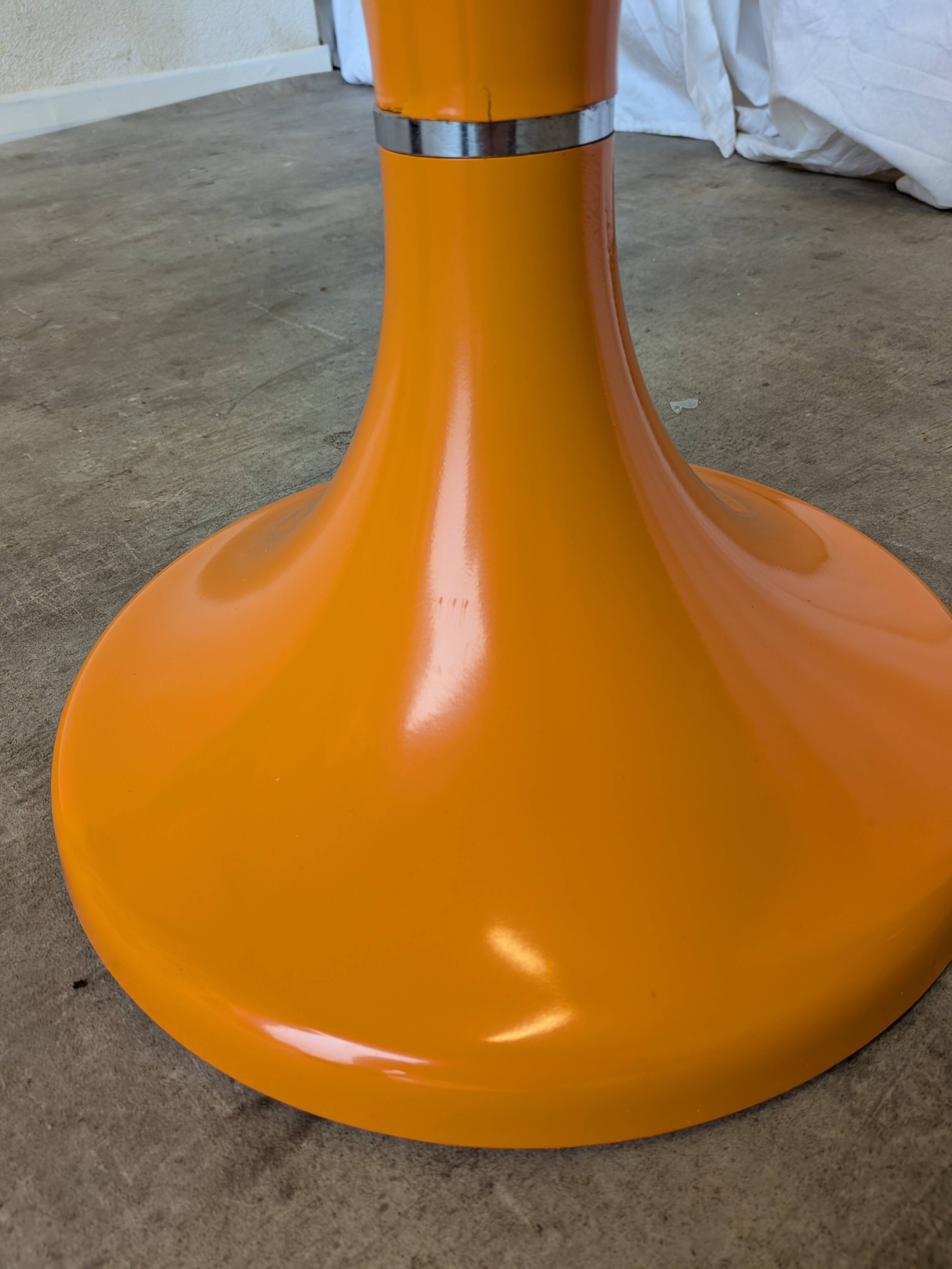 Orange Vintage Mushroom Stool “Jurček” by Meblo, 1960s – Space Age Retro