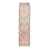 Pink & Cream Kilim Runner Rug, 94.378Cm