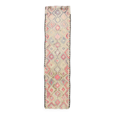 Pink & Cream Kilim Runner Rug, 94.378Cm