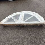 Set of 2: old half-moon wooden transom window