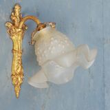Wall lamp early twentieth in bronze and glass