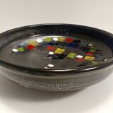 Lacquered Black with Colored Details Ceramic Vide-Poche by Ars Deruta, Ital