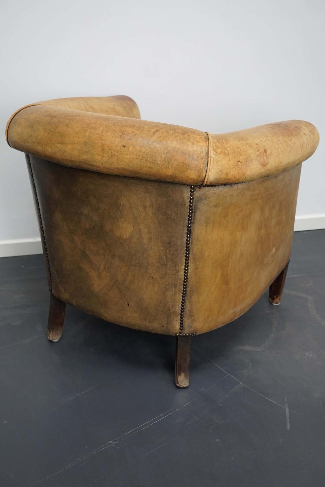 Vintage club chair in cognac-coloured leather Netherlands