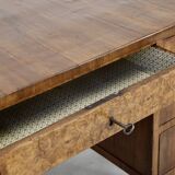 Bureau Art Déco italien en ronce de noyer foncé