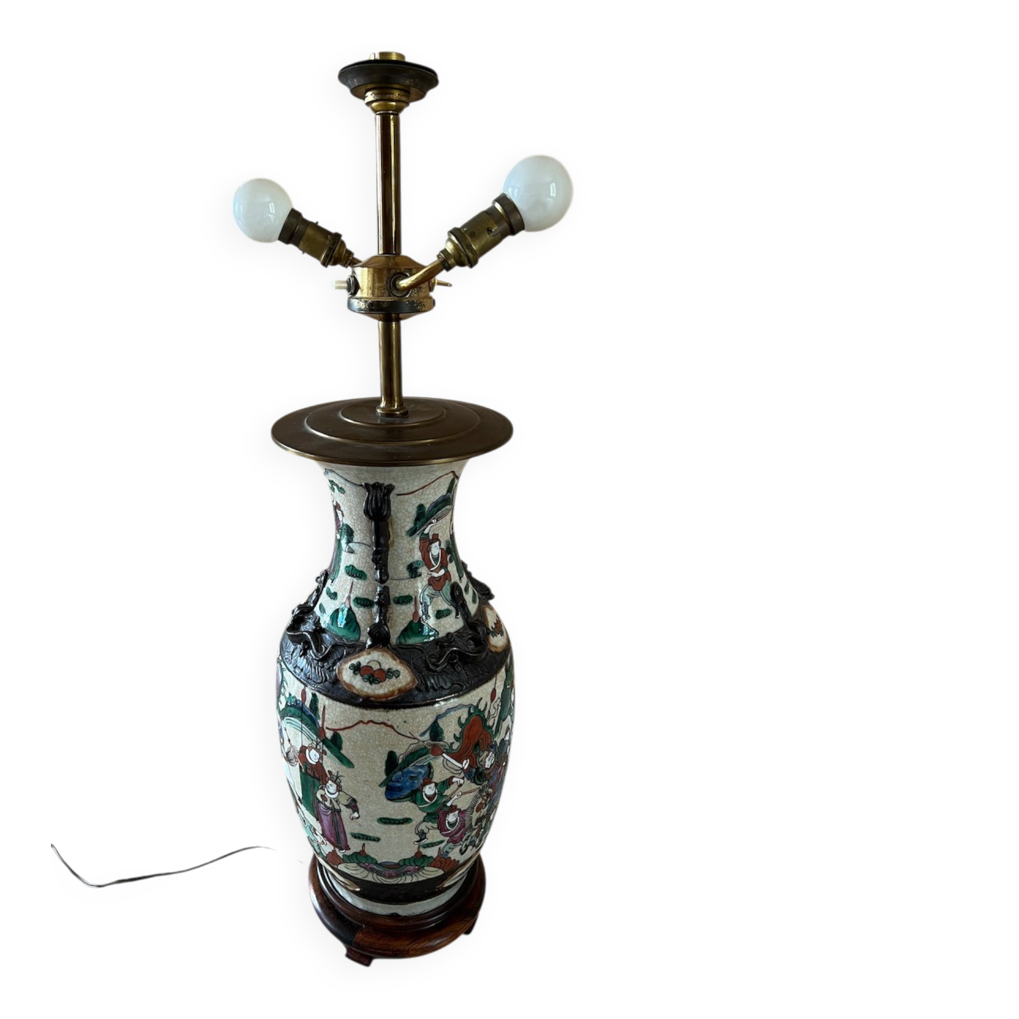 Grande Lampe Vase Chinois "Nankin" – Grès Craquelé