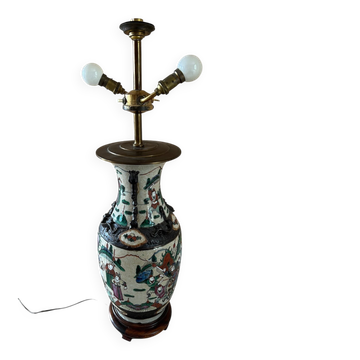 Grande Lampe Vase Chinois "Nankin" – Grès Craquelé
