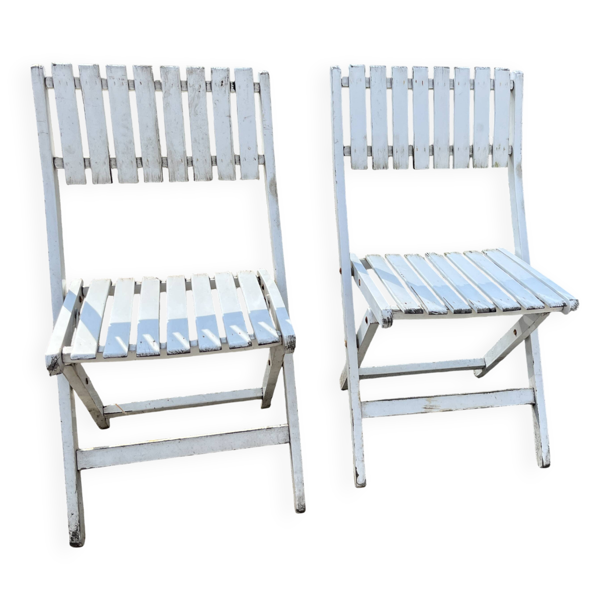 Pair of vintage wooden folding chairs – 1960s/70s