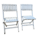 Paire de chaises vintage pliantes en bois – Années 60/70