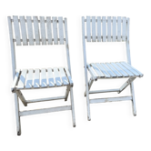 Pair of vintage wooden folding chairs – 1960s/70s