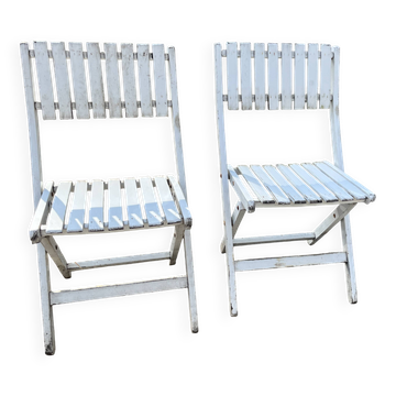 Pair of vintage wooden folding chairs – 1960s/70s