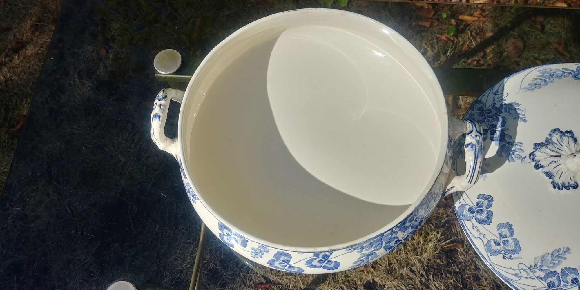 Complete vegetable dish Terre de Fer Creil and Montereau late 19th model Richelieu
