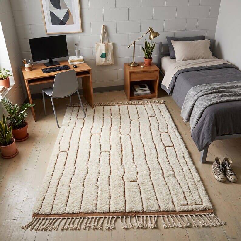 Handmade pure wool rug, custom size 2/3 m.