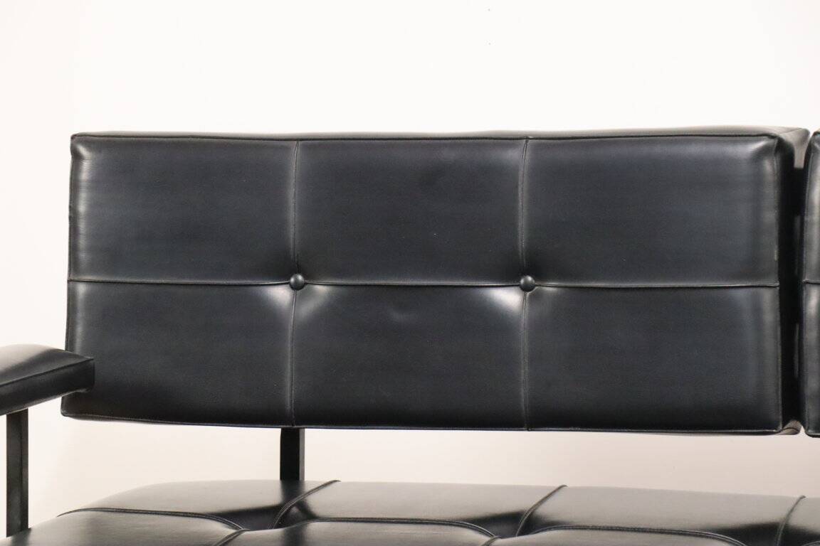 Vintage "Daybed" sofa bench in metal and imitation leather, 1950