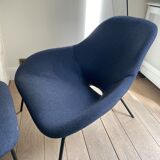 Magnus Long Cross chaise longue jambe & repose-pieds, laine bleu marine