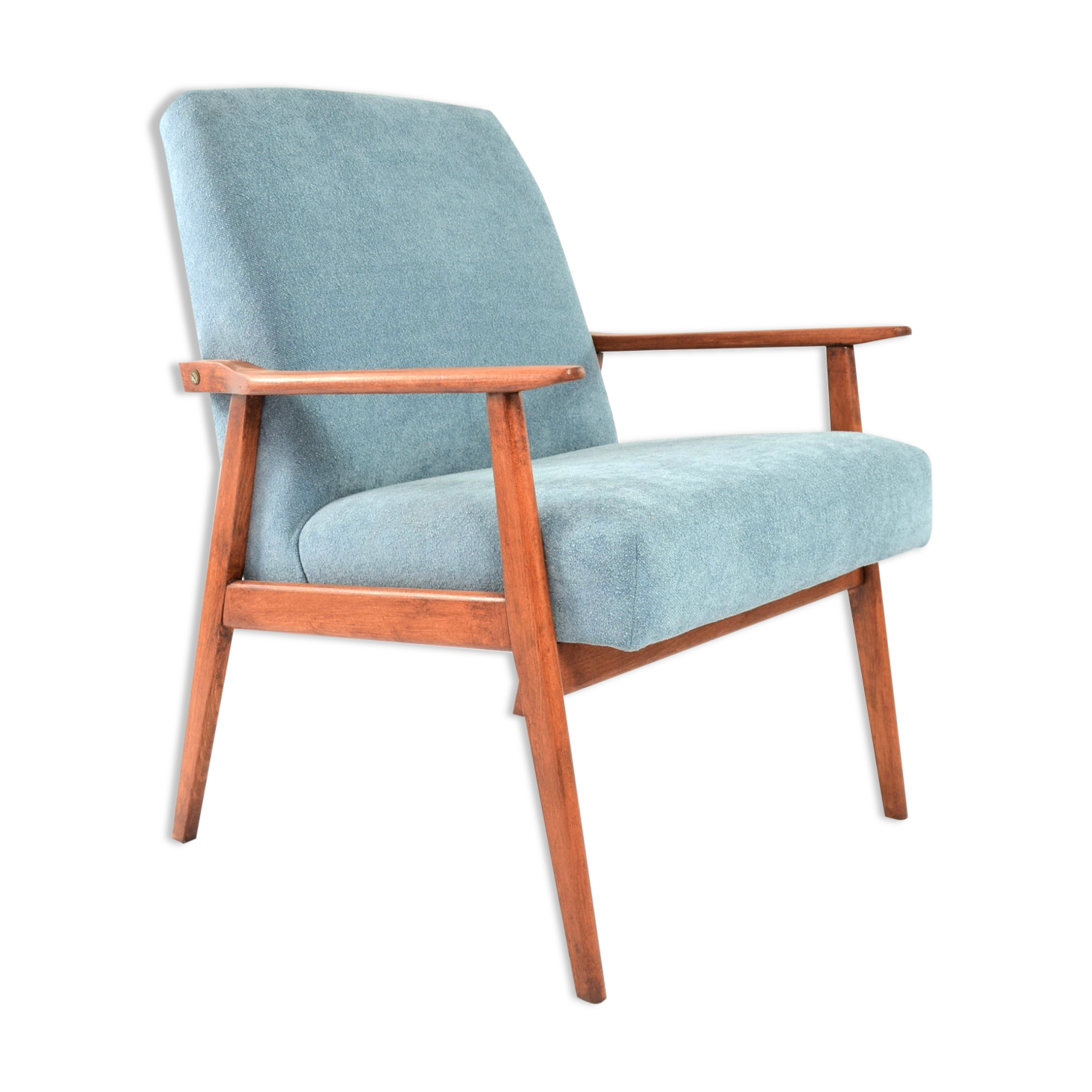 Renovated vintage armchairs sky blue