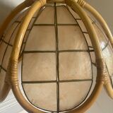 Vintage mother-of-pearl and rattan pendant light