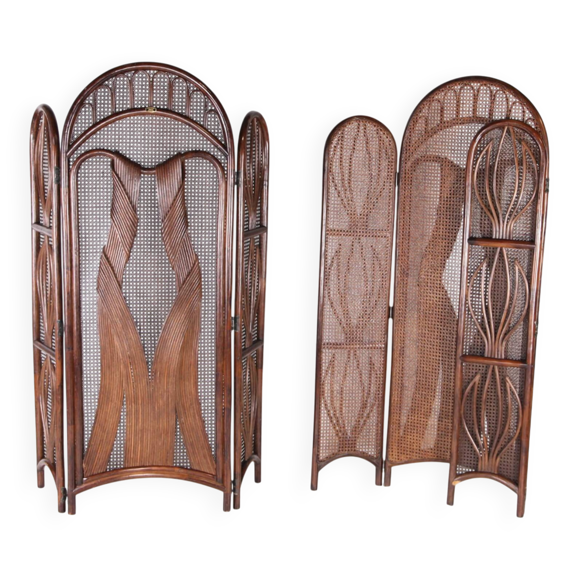 Pair of rattan screens