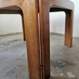 Square coffee table in light oak design 1970