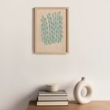 Abstract painting on petroleum blue paper signed Eawy