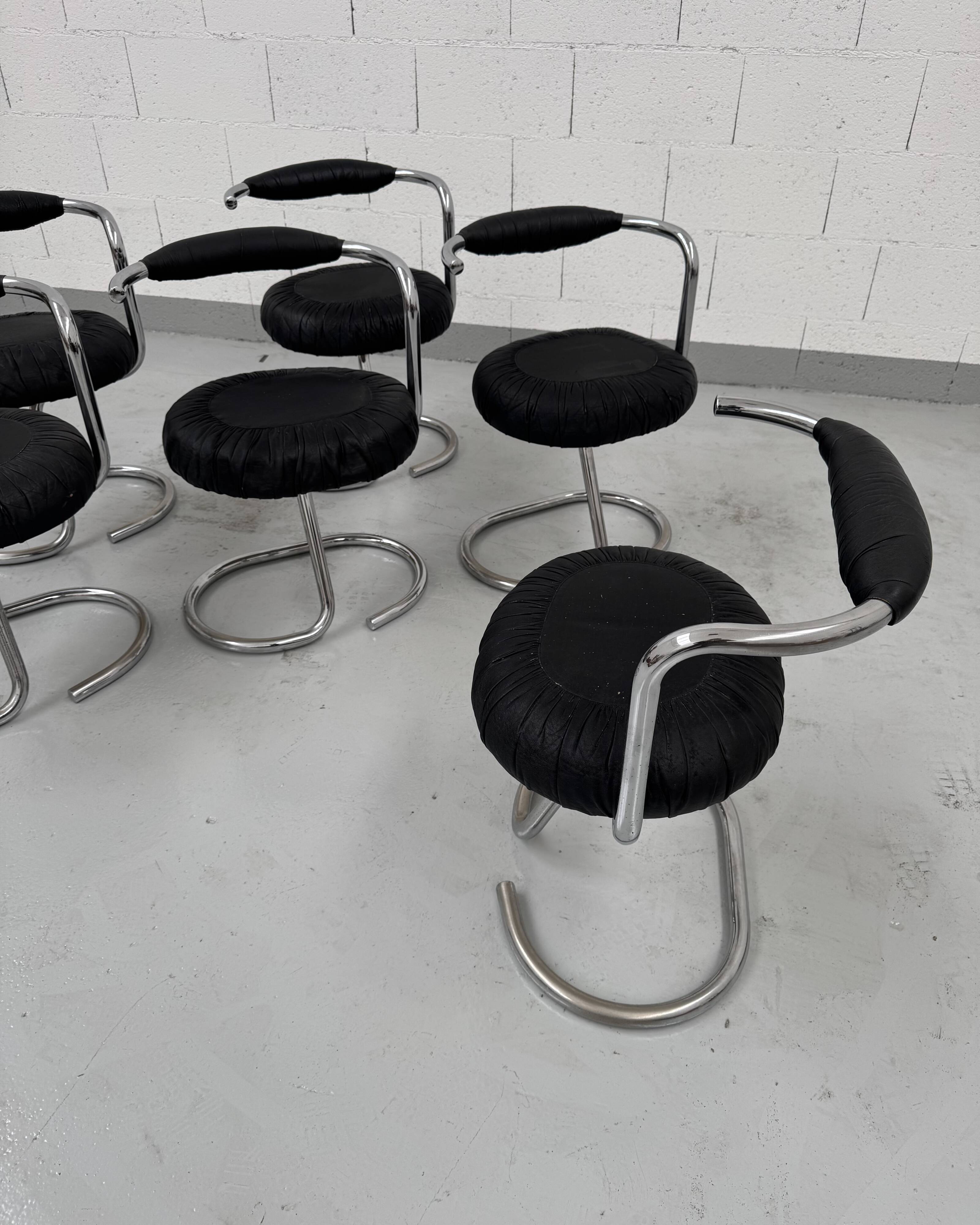 Ensemble de 6 chaises "Cobra" par Giotto Stoppino 70's