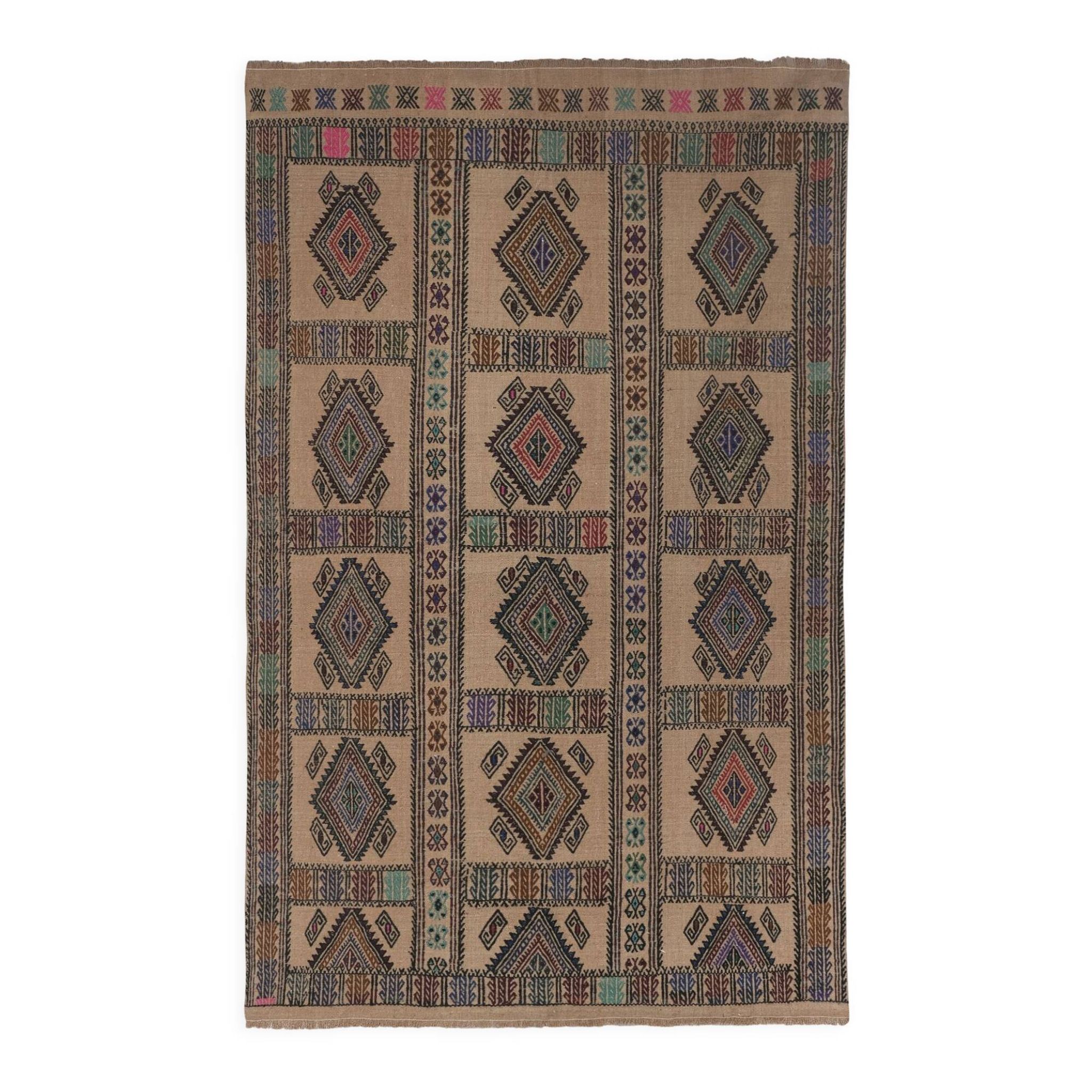 Tapis vintage turc de oushak tissé à la main 151x221 cm