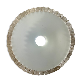 Abat-jour vintage en verre de lait blanc opaline français diamètre 26cm