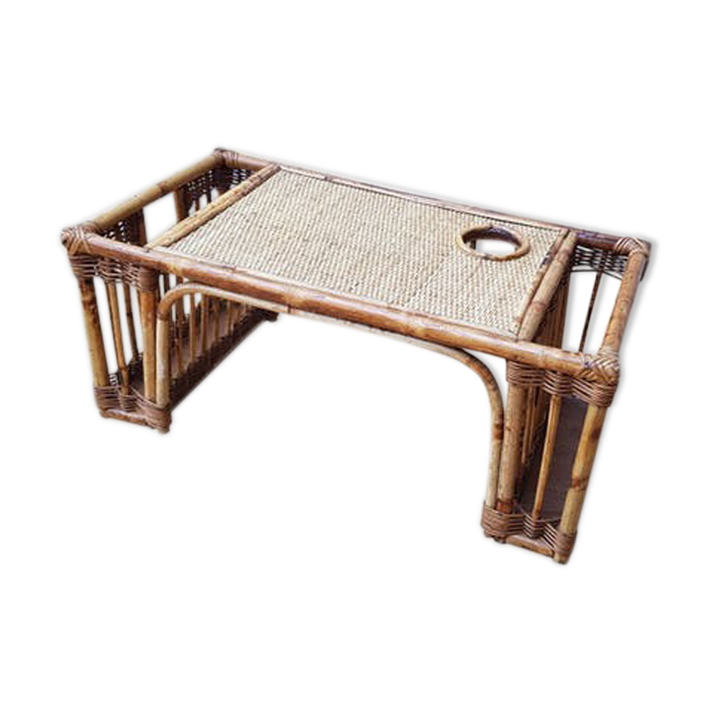 70's rattan coffee table