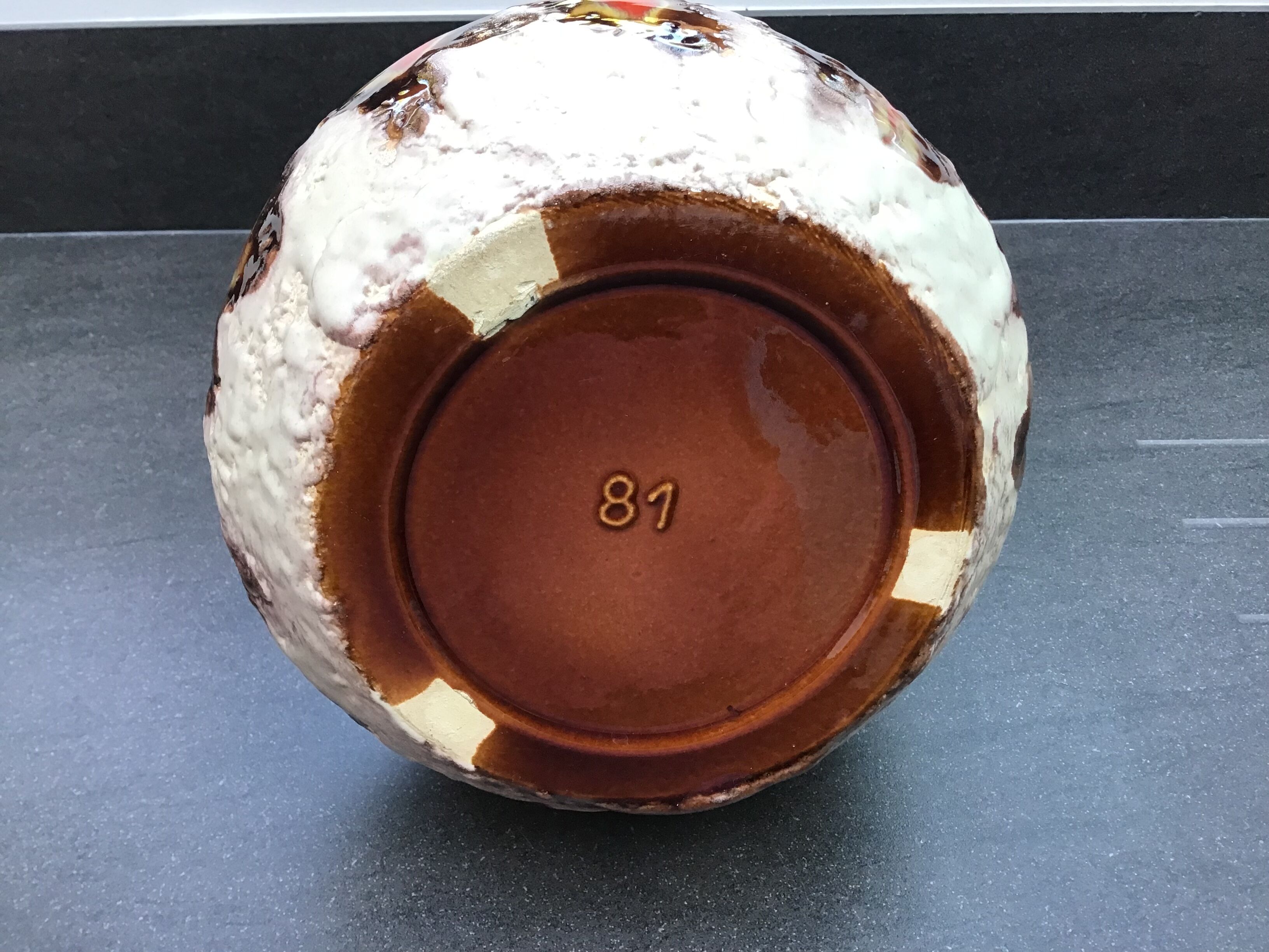 Flamed ceramic pitcher, Baudin, 70s