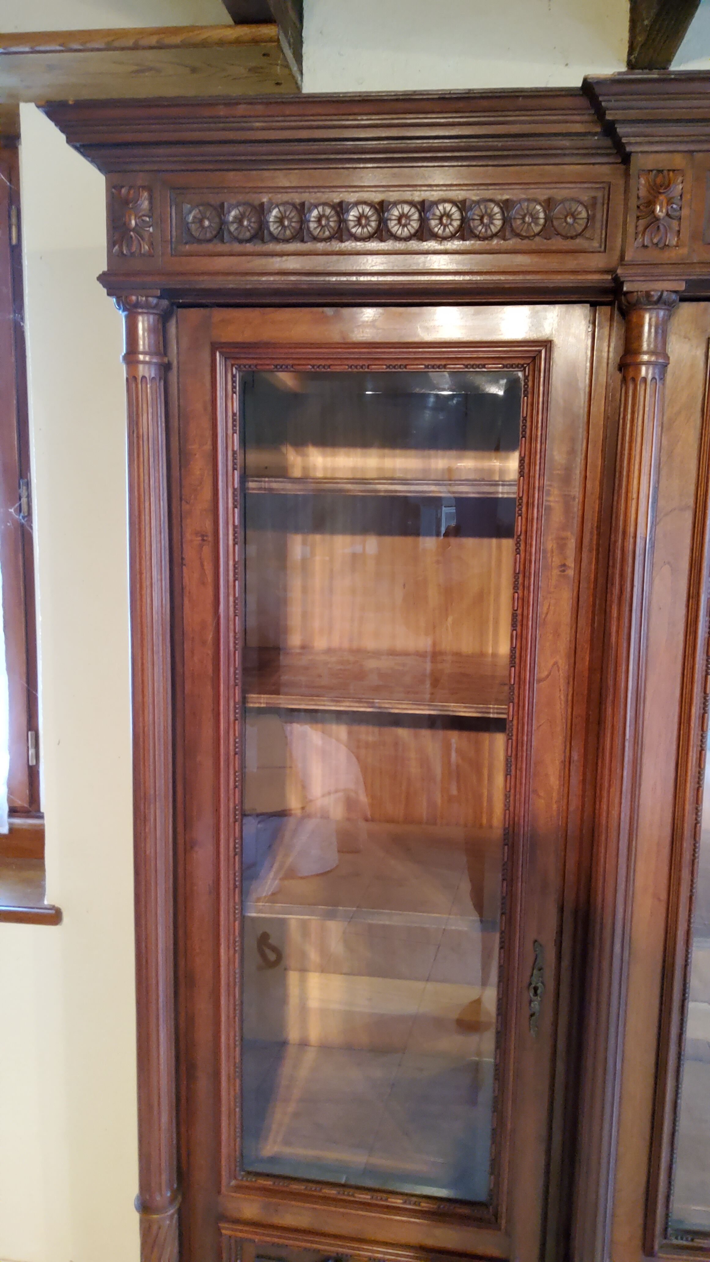 Late nineteenth century Louis XVI style library in walnut