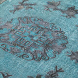 Hand-knotted contemporary oriental 1980s 200 cm x 291 cm blue carpet