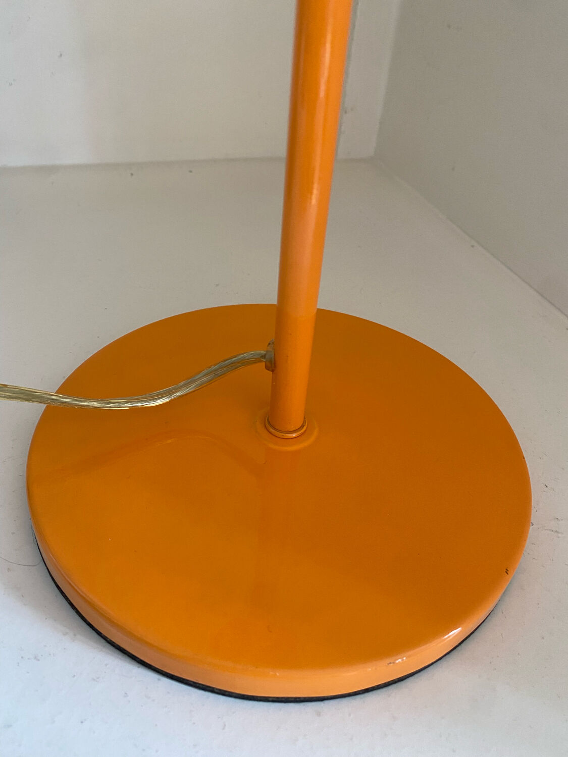Mushroom lamp vintage metal lacquered orange and plastic