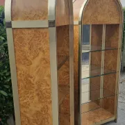 Pair of display cabinets 1970 Vintage Elm Burl