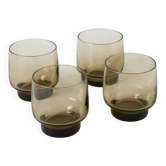 Lot de 4 verres à eau en verre fumé, design, 1970