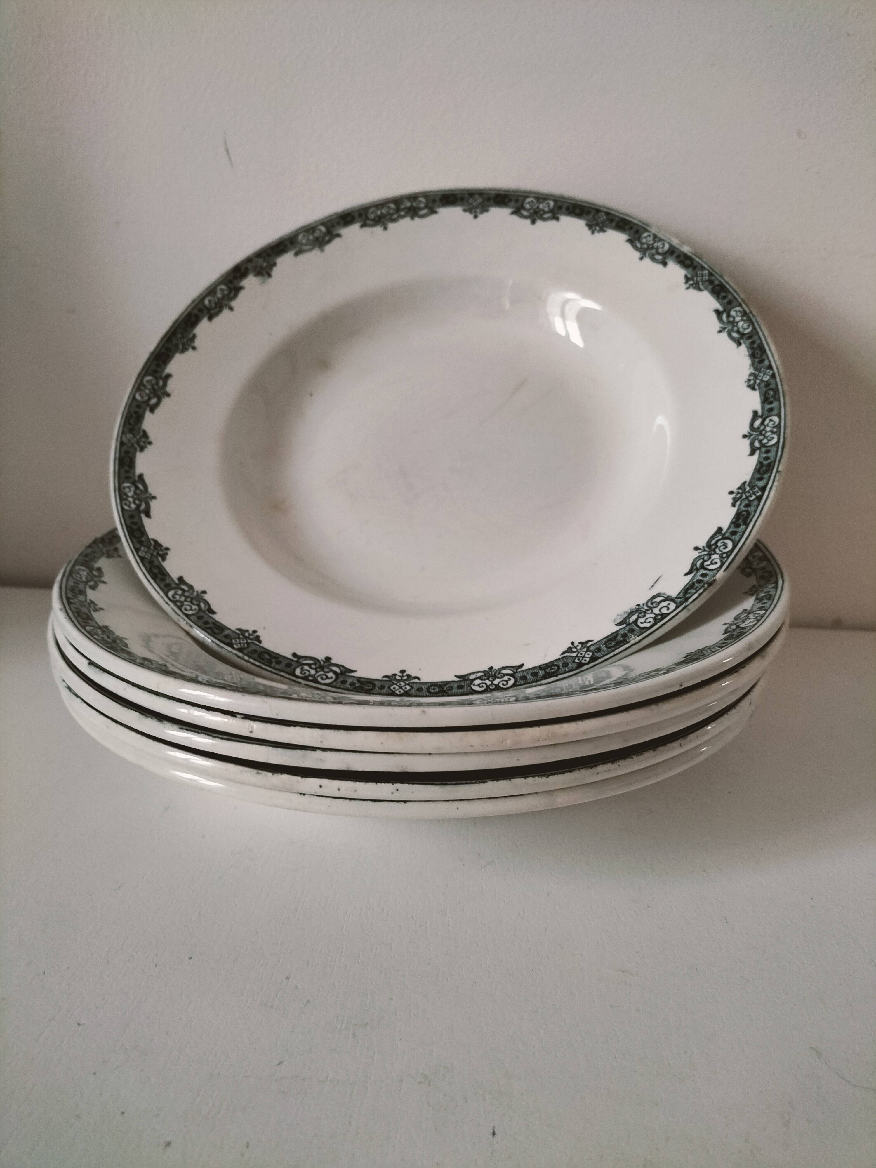 Set of 6 antique soup plates – Ironstone, circa 1900