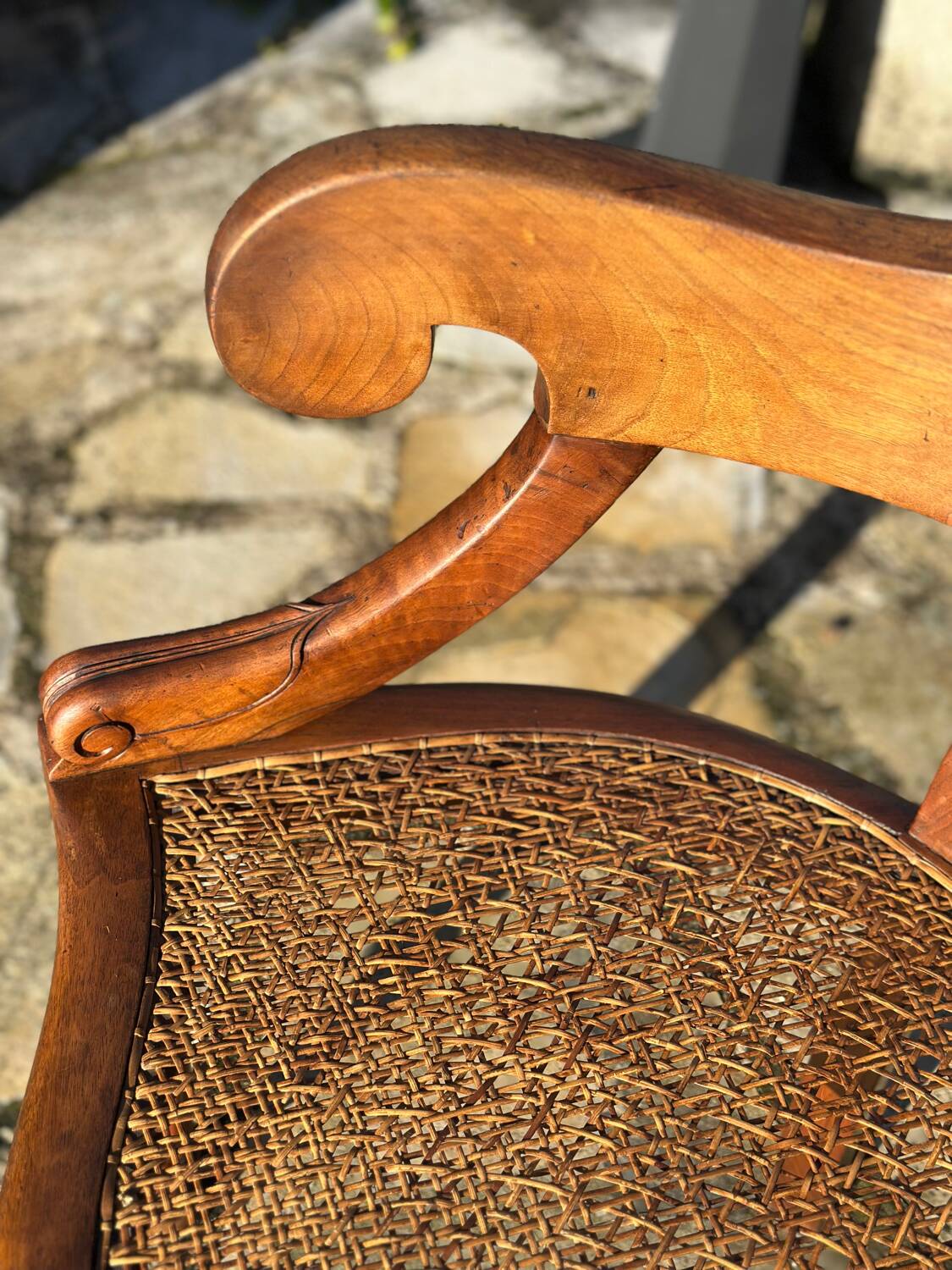 Elegant solid walnut office chair circa 1900.