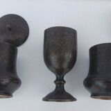Bronze damasked covered pots Kadjar Afghanistan Persian Islamic art