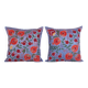 Lot de 2 housses de coussin brodées vintage 48x48 cm