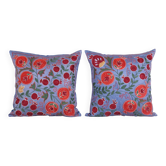 Lot de 2 housses de coussin brodées vintage 48x48 cm