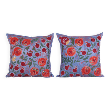 Set of 2 vintage embroidered cushion covers 48x48 cm