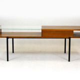 Oak coffee table with a glass top from Onv olomouc, 1970s