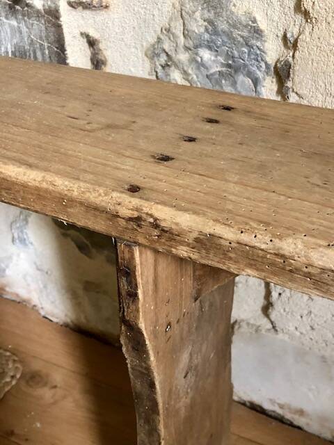 Banc de ferme ancien en bois, rénové