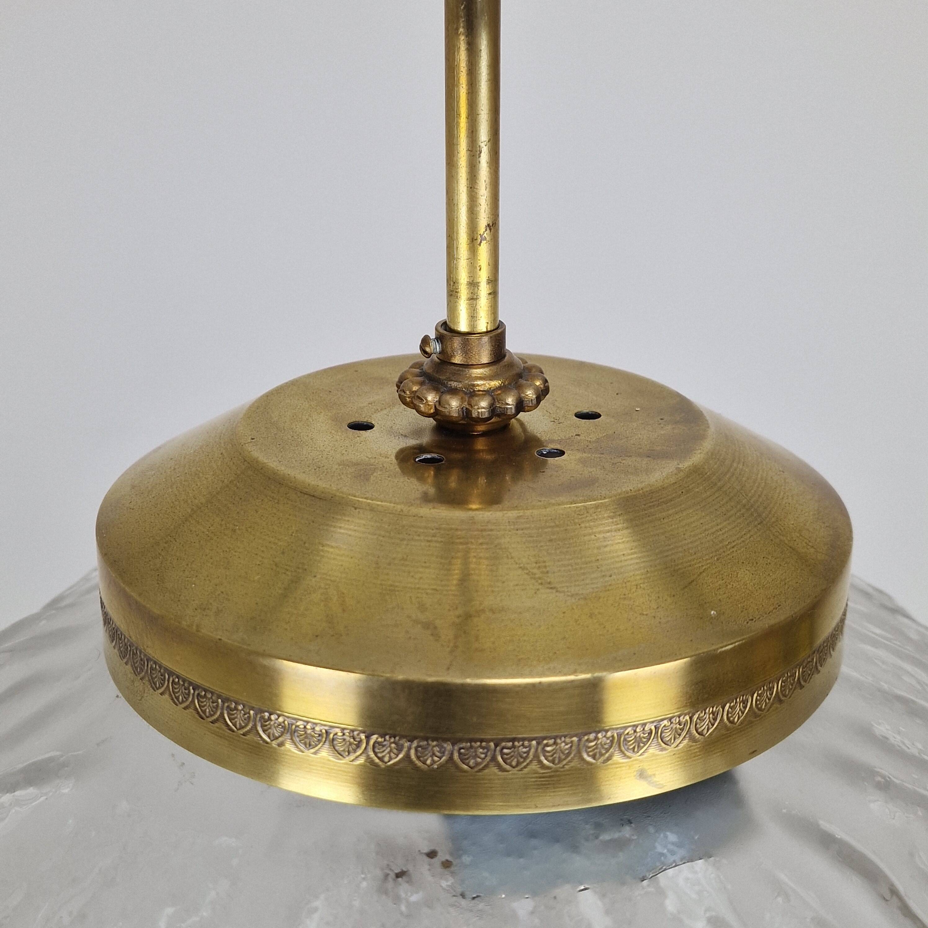 Angelo Brotto for Esperia Pendant Light in Murano Glass and Brass