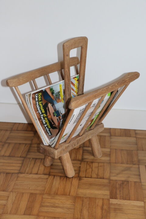 Brutalist magazine holder solid oak A