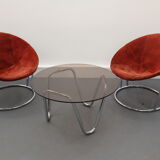 Coffee Table & Chairs Set by E. Lusch for Lusch & Co., 1960s, Set of 3
