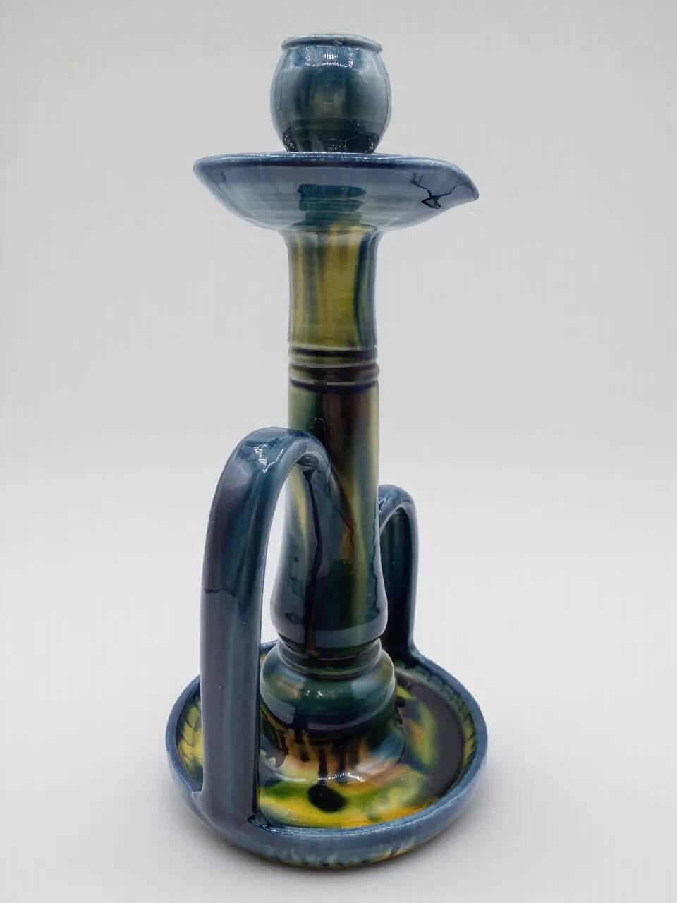 Art Nouveau - Flemish Art Pottery Candlestick - Flame Glaze Technique