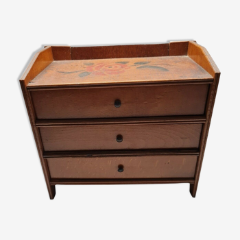 Miniature chest of drawers three drawers vintage doll furniture