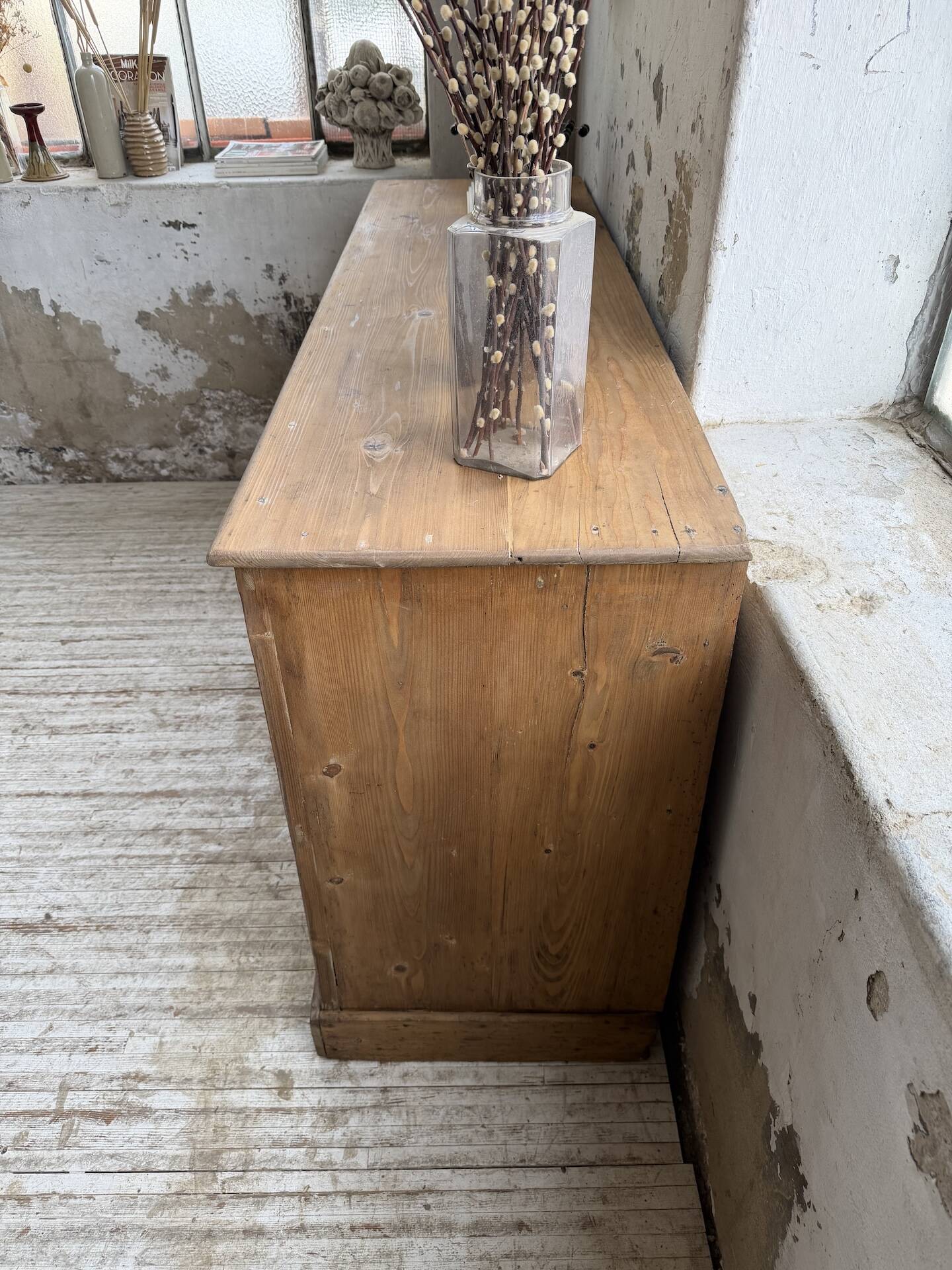 1950s pine workshop furniture 175cm