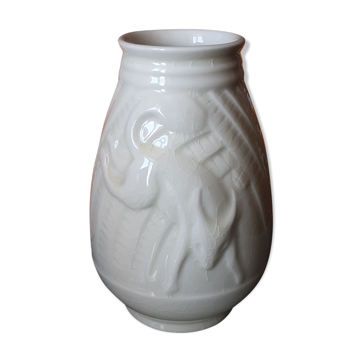 Vase Catteau earthenware cream with squirrels